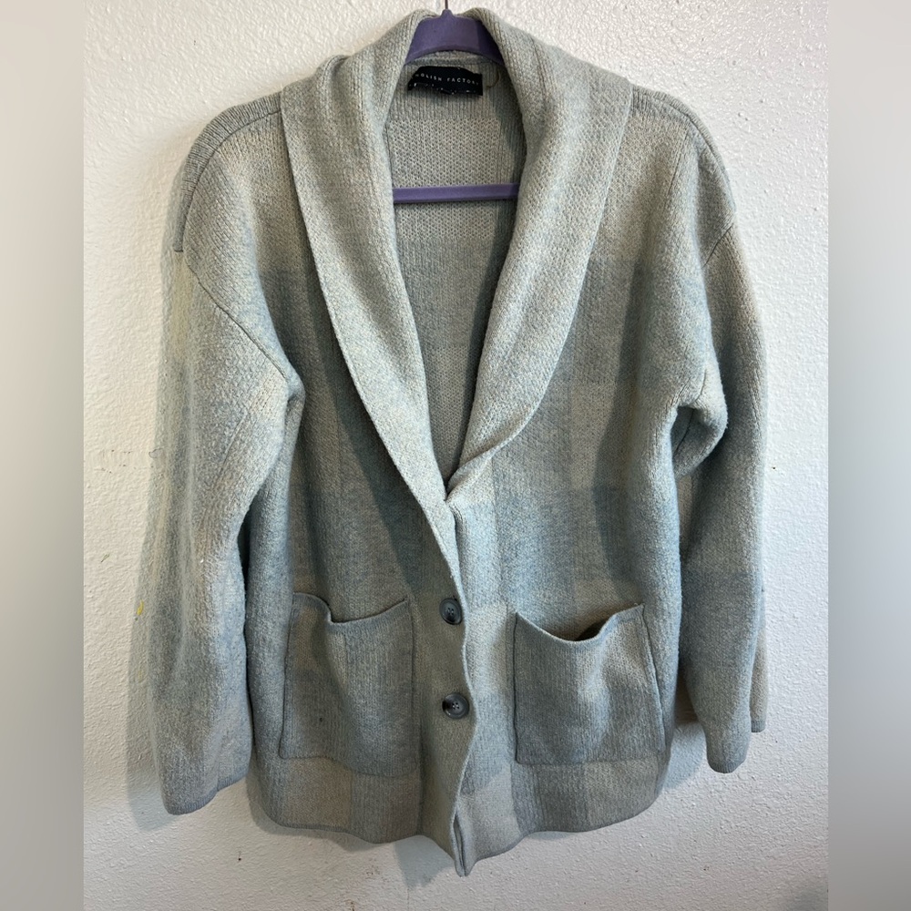 English Factory Cozy Gray Shawl Collar Cardigan size M